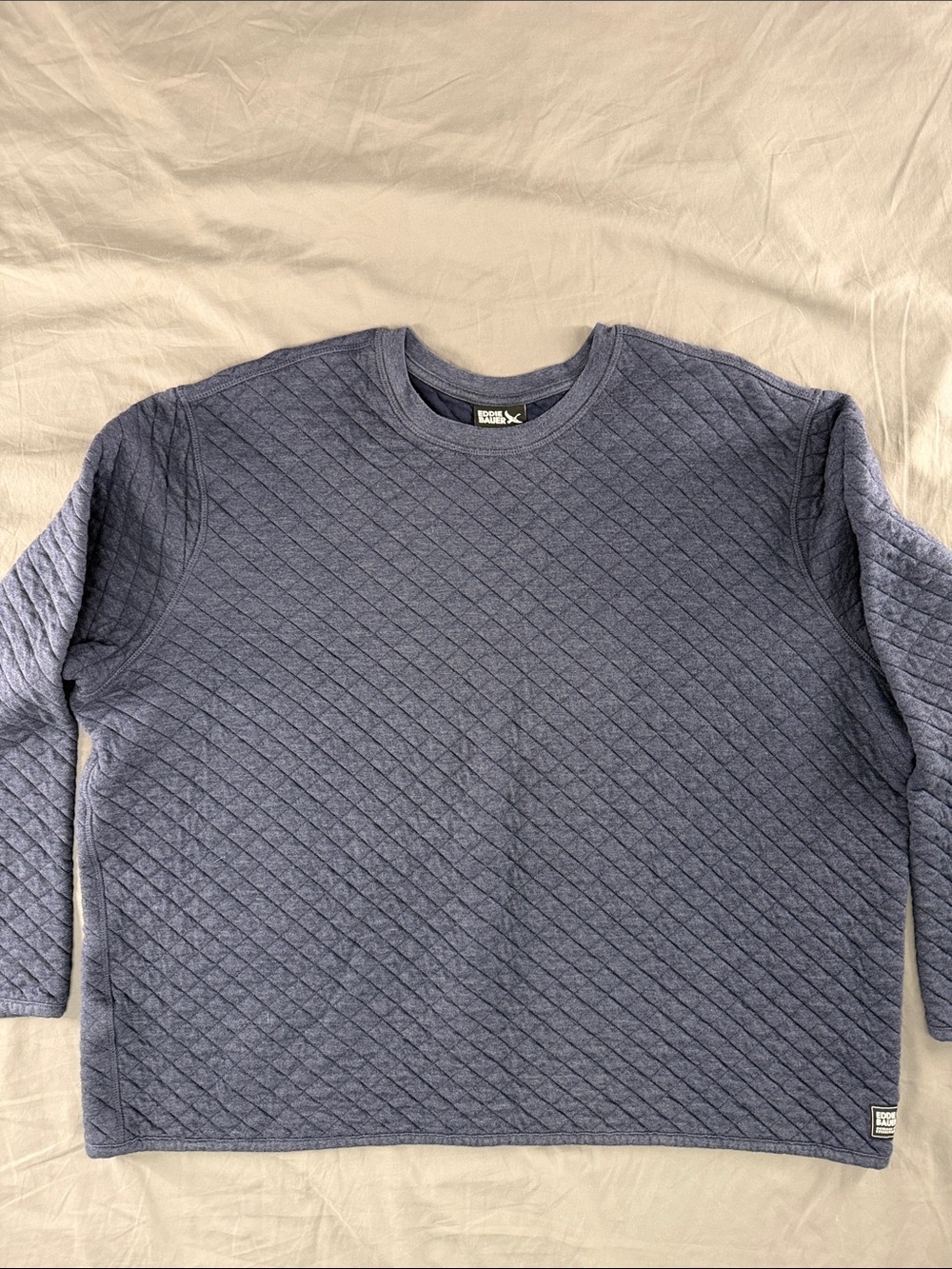 Eddie Bauer Quilted Crewneck Sweatshirt in Navy Heather